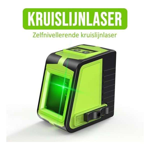 Kruislijnlaser - Groene laser - Magnetisch op te hangen - Bouwlaser- Waterpas