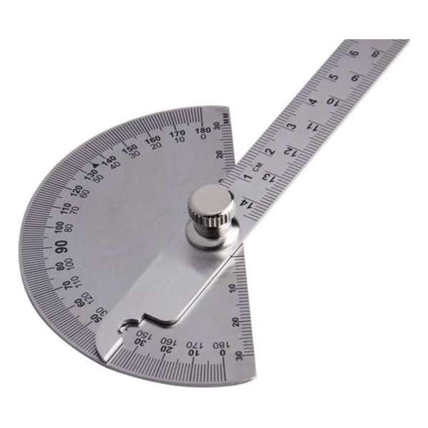 HMerch™ Gradenboog - RVS - Gradenmeter - 180 graden - Hoekmeter Liniaal - Wiskunde