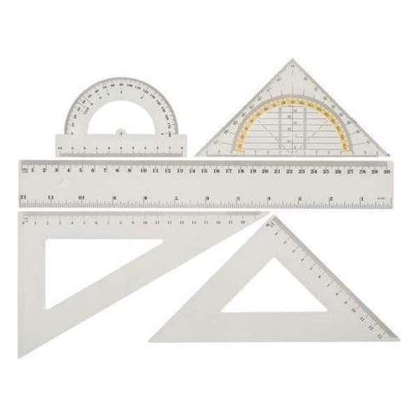 Transparante Liniaal Set - 5 Delig - Tekenbenodigdheden