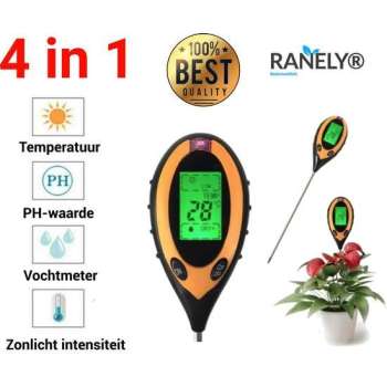 4 in1 Ph meter digitaal - Ph meter grond - PH meter - Grondmeter - Vochtmeter