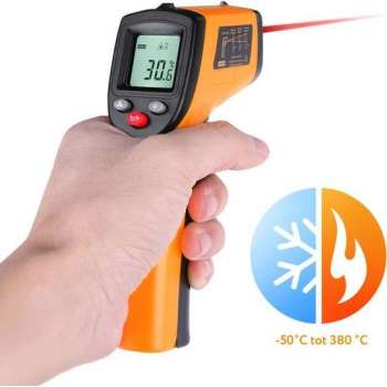 QY Warmtemeter Infrarood Thermometer met laserpointer / draadloos / -50˚C tot + 380 ˚C - geel