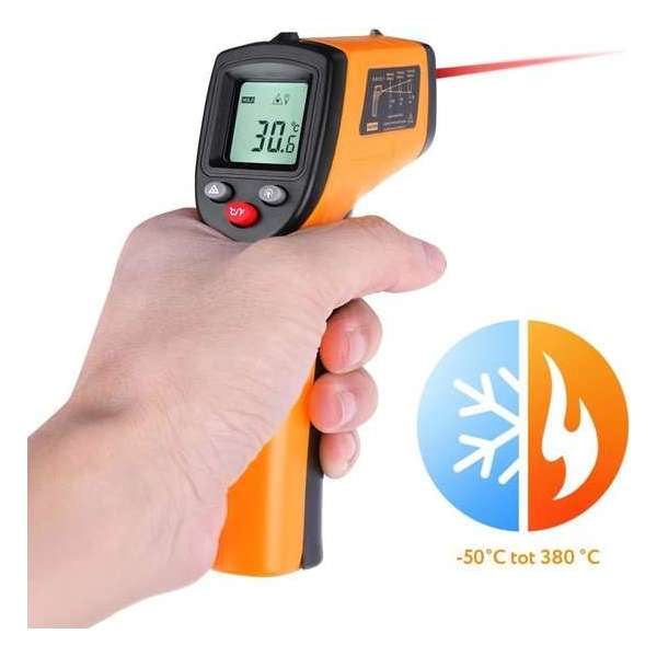 QY Warmtemeter Infrarood Thermometer met laserpointer / draadloos / -50˚C tot + 380 ˚C - geel