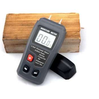 WiseGoods Hout Vochtmeter Digitaal - Hygrometer - Hout Vochtigheidsmeter Datalogger - Openhaardhout - 0-99,9% - Zwart