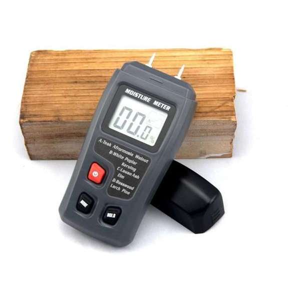 WiseGoods Hout Vochtmeter Digitaal - Hygrometer - Hout Vochtigheidsmeter Datalogger - Openhaardhout - 0-99,9% - Zwart