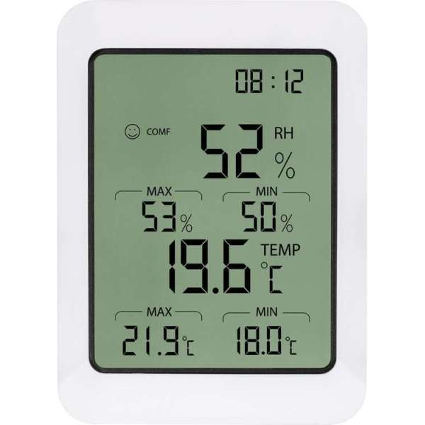 XIB Thermometer / Hygrometer / Hygrometer binnen / Hygrometer luchtvochtigheidsmeter / Thermometer binnen - Zwart met wit