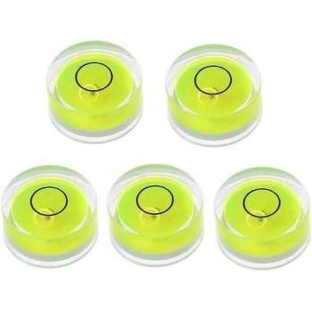 5 x Ronde mini waterpas / Platenspeler nauwkeurigheid waterpas Bullseye / Diameter: 18.0 mm, hoogte: 9.0 mm.