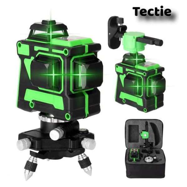 Tectie® Kruislijnlaser - 4 of 16 lijnen - Bouwlaser - 360° actief - Laserwaterpas - Automatische niveauregeling - Met draagtas