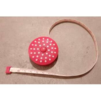 rolmaatje - love - meetlint oprolbaar inch/cm - rolmaat pink white dots - small 5 cm doorsnee - 150 cm - fournituren en naaien