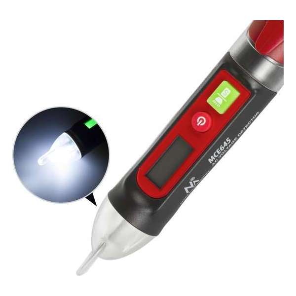 Contactloze Maclean spanningsdetector / detector - display met achtergrondverlichting - ingebouwde zaklamp / 12-1000V