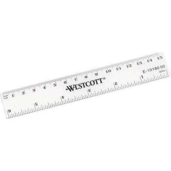 Liniaal Westcott 15cm - kunststof cm/inch verdeling