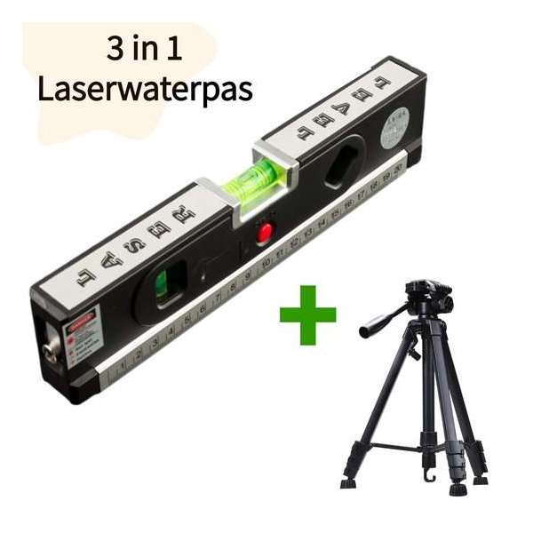 Laserwaterpas incl statief - Rolmaat met Kruislijnlaser - Waterpas met laser