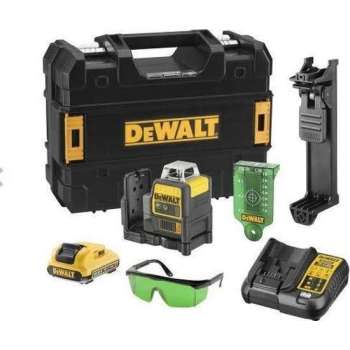 DeWalt DCE0811D1G 10,8V Li-Ion accu Kruislijnlaser 360 graden set (1x 2,0Ah accu) in koffer - groen - 15m