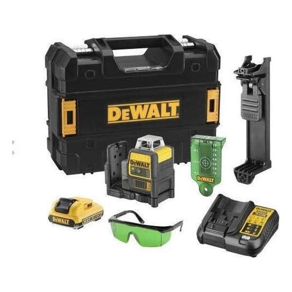 DeWalt DCE0811D1G 10,8V Li-Ion accu Kruislijnlaser 360 graden set (1x 2,0Ah accu) in koffer - groen - 15m