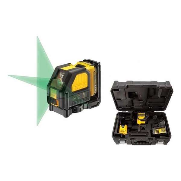 DeWalt DCE088D1G 10.8V Li-Ion accu zelfnivellerende kruislijnlaser set (1x 2.0Ah accu) in koffer - 2 lijnen - 30m - groen