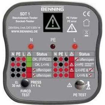 Benning SDT 1 Stopcontacttester CAT III 300 V LED, LCD