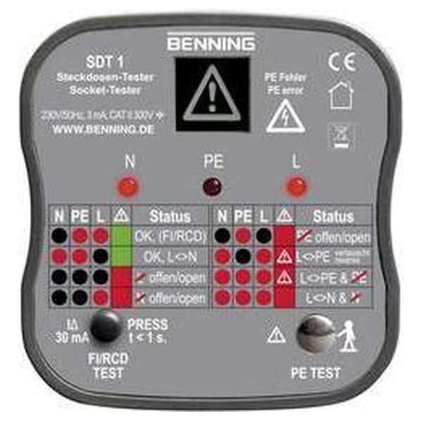 Benning SDT 1 Stopcontacttester CAT III 300 V LED, LCD