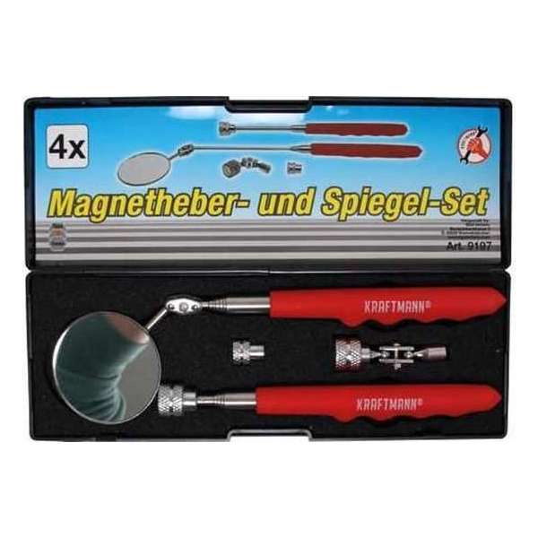 Magnetisch uitschuifbaar oppak gereedschap, Pick-Up Tool en Inspectie Spiegel Set, BGS 9197