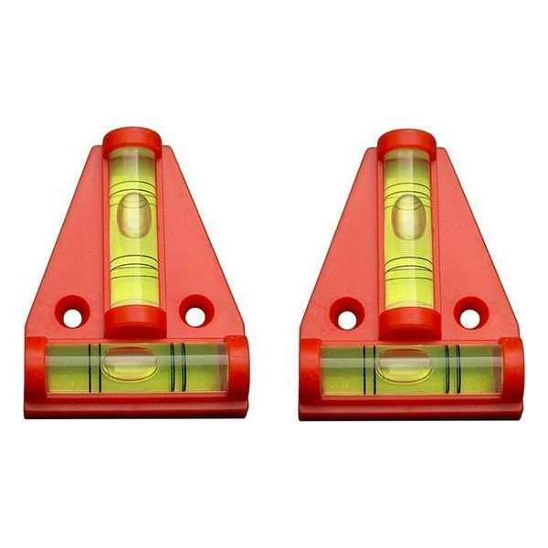 DW4Trading® Mini stelwaterpassen driehoek kruis waterpas rood set van 2