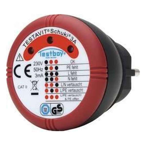 Testboy Schuki® 3A Stopcontacttester CAT II 300 V LED