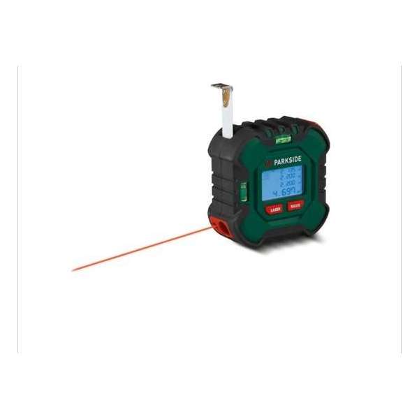 PARKSIDE® Laser-afstandsmeter met rolmaat - 50 meter - Rolbandmaat met automatisch rolmechanisme, vergrendelingsknop en laser