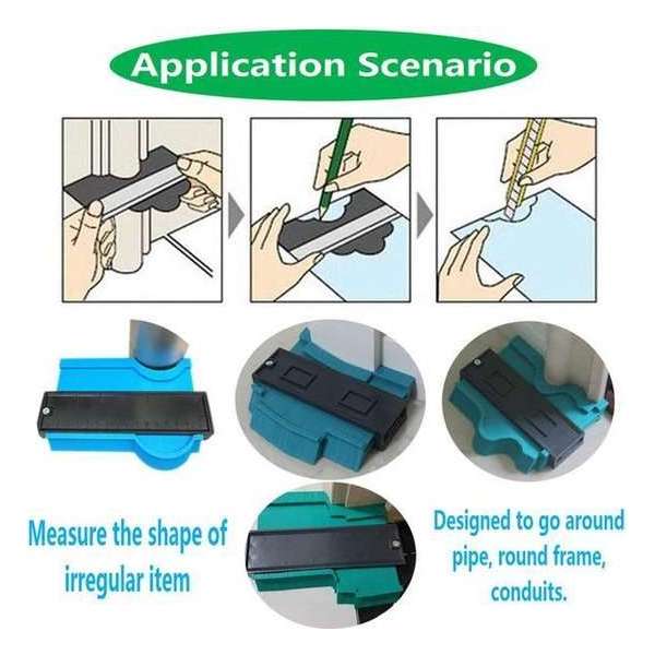 Profiel Kopieer Hulp - Aftekenhulp en Duplicator - Contourmal - Meetinstrument - Hoekmeter - Schuifmaat - Blauw