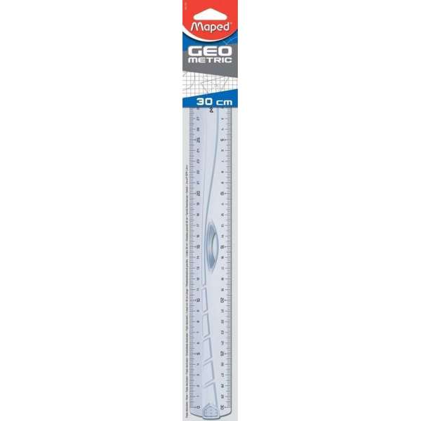 Maped decimeterlat Geometric driedubbele decimeter 30 cm transparant