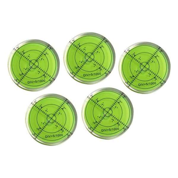 Set van 5 ronde waterpassen (66x11 mm, groen)