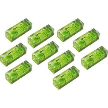 Set van 10 libellen voor waterpas, 10x10x29 mm, groen