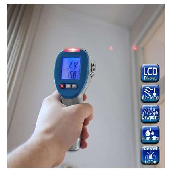 PeakTech 5400 Infra-rood thermometer - Dauwpuntmeter -50 ... + 260 ° C, 0-100% RV