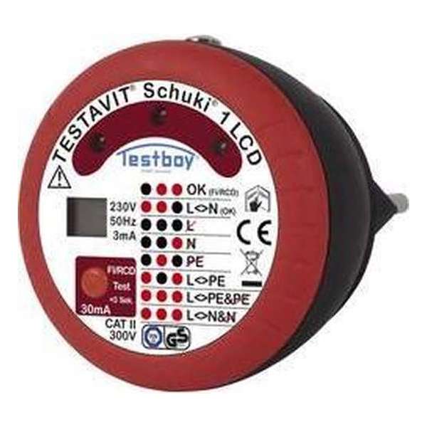 Testboy Testavit Schuki 1 LCD Stopcontacttester CAT II 300 V LCD, LED