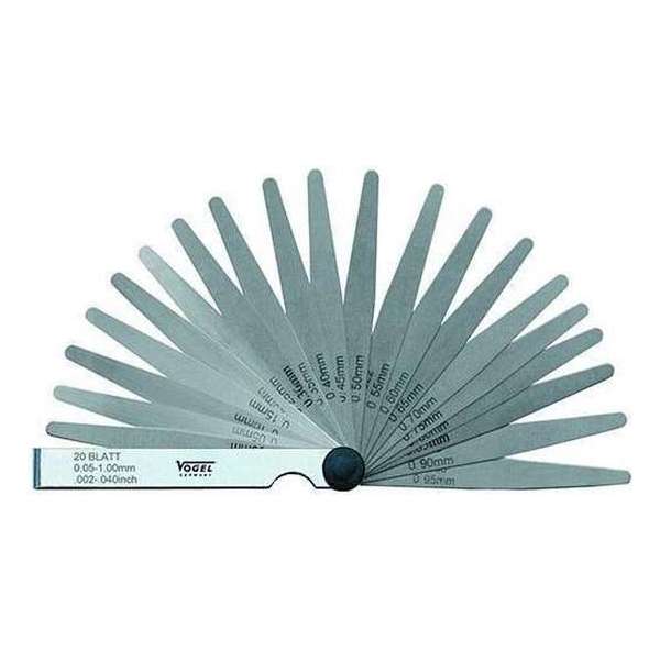 Vogel Voelermaat 20 blads 0,05-1mm .002-.040 inch lengte 100mm