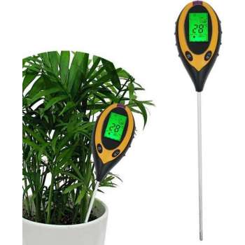 WiseGoods Elektronische PH Grondmeter met 4 Functies - Meet licht, Vochtigheid, PH & Temperatuur - LED Display - Planten - Tuin