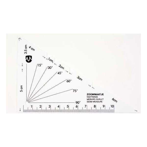 zoommaatje driehoek - wit plastic - zoommaat - fournituren maatje zoomen