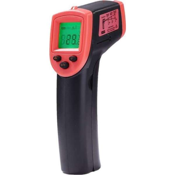 Phonaddon Infrarood Temperatuurmeter Digitale Thermometer Bereik minus 50 tot +600°C - Rood