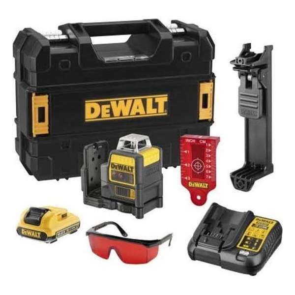 Dewalt DCE0811D1R 10,8V Li-Ion accu kruislijnlaser 360 graden set (1x 2,0Ah accu) in TSTAK - Rood - 15m - 2 lijnen