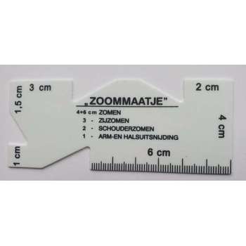 Zoommaatje wit plastic 4+6cm zomen zijzomen schouderzomen en arm en halsnijding