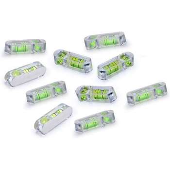 Set van 10 stuks mini waterpassen, 2 richtingen, 3 cm lang