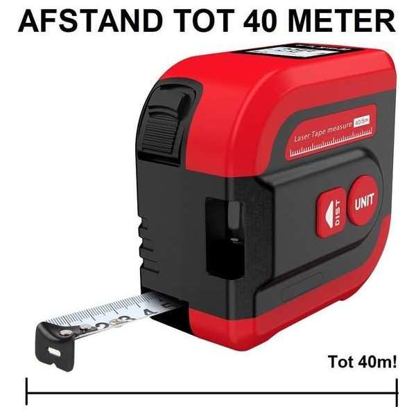 TechU™ Afstandsmeter met Laser en Meetlint B5 - tot 40 Meter ! - Geschikt voor afstand, volume, lengte meting