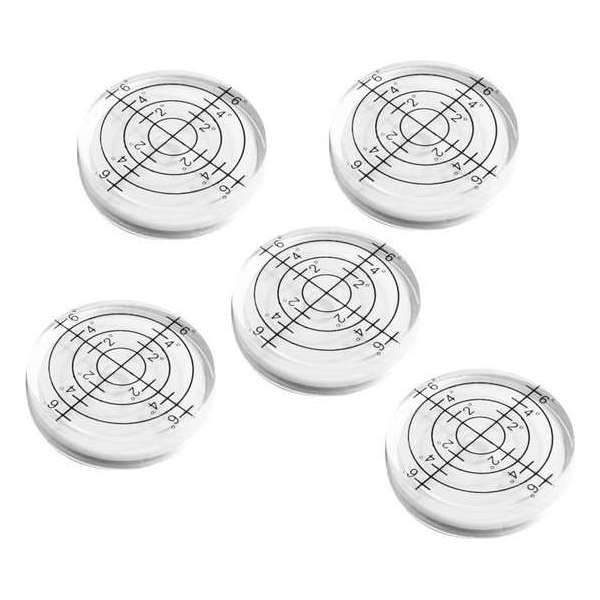 Set van 5 ronde waterpasjes, 32x7 mm wit