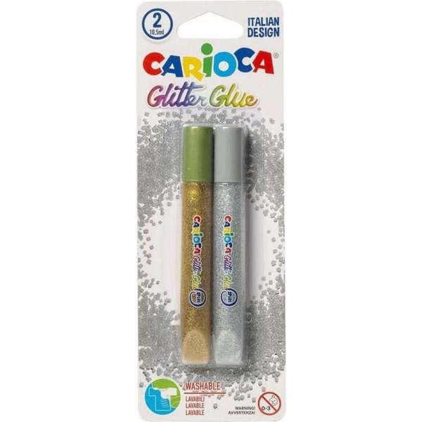 Carioca Glitterlijm zilver en goud op blister 2x10,5ml