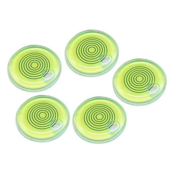 Set van 5 waterpassen, groen met lijnen (66x11 mm)