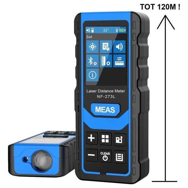 TechU™ - Laser Afstandsmeter - tot 120M ! - Ook geschikt voor volumemeting, driehoek meting, Pythagoras meting