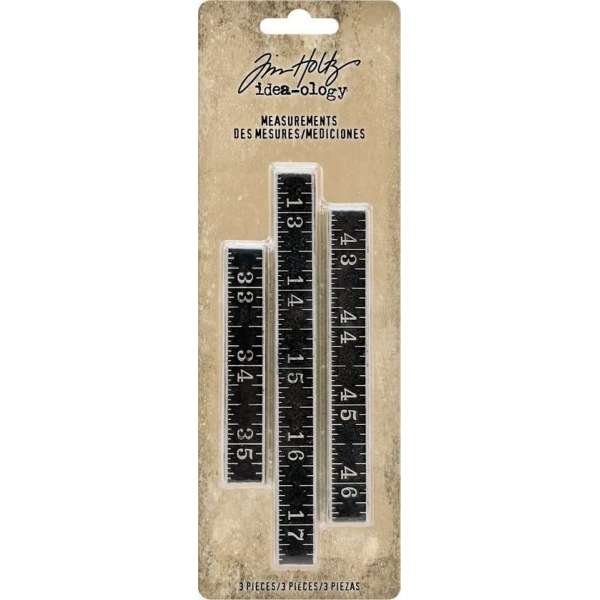 Tim Holtz measurements metal rulers x3