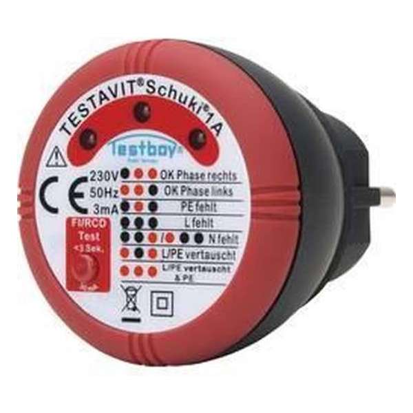 Testboy Schuki® 1A Stopcontacttester CAT II 300 V LED