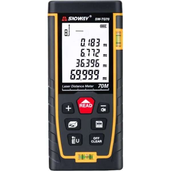 SNDWAY® SW-TG70 Digitale Afstandsmeter LCD Met 5 Functies Maximaal 70 Meter