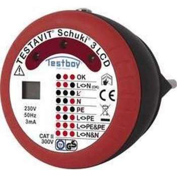 Testboy Testavit Schuki 3 LCD Stopcontacttester CAT II 300 V LED, LCD