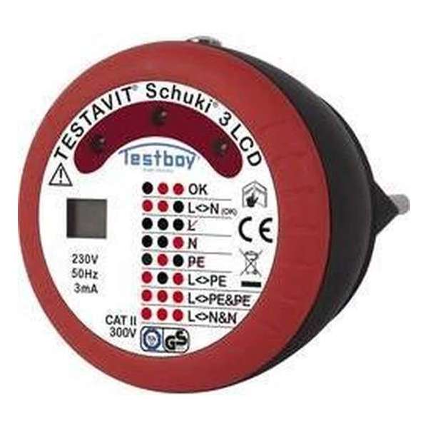 Testboy Testavit Schuki 3 LCD Stopcontacttester CAT II 300 V LED, LCD