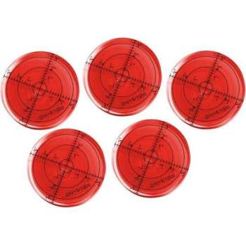 Set van 5 ronde waterpassen (66x11 mm, rood)