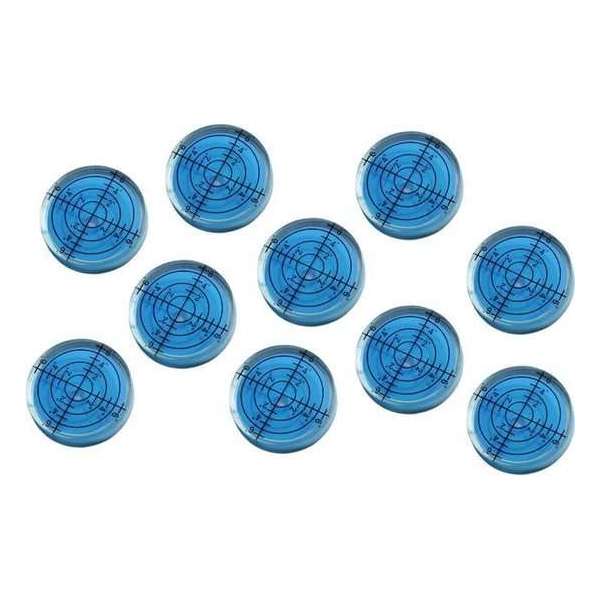 Set van 10 ronde waterpasjes (32x7 mm, blauw)