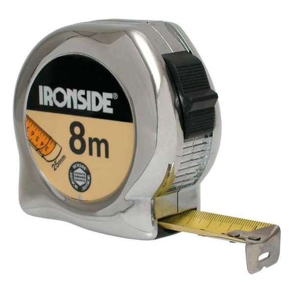 Ironside Rolbandmaat chroom professioneel 8 meter x 25mm